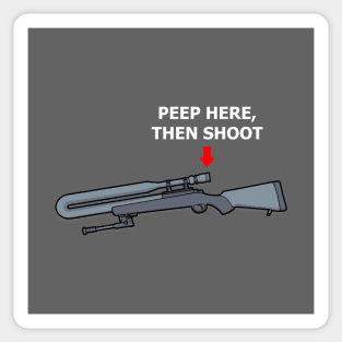 Funny Sniper Gun Pro-Gun Cartoon for Responsible Gun Owners Sticker